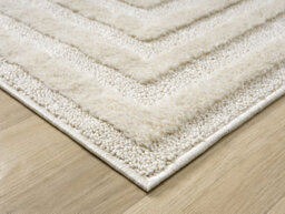 Isabella Living Room Area Rugs - Embossed Geometric Rectangle Design Cream 80Cm X 150Cm - thumbnail 4