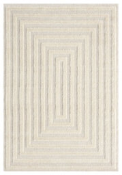 Isabella Living Room Area Rugs - Embossed Geometric Rectangle Design Cream 80Cm X 150Cm - thumbnail 2