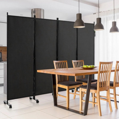 Rolling 4-Panel Room Divider 172Cm Folding Privacy Screen Portable Wall Divider - image 1