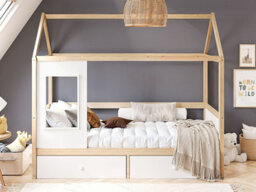 Flair Ted Play House Wooden Bed With Storage White - thumbnail 1