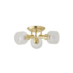 Valuelights Calpe 3 Way Brushed Gold Adjustable Ceiling Spotlight With Ribbed Clear Shades And Bulbs - thumbnail 6