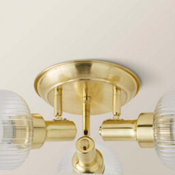 Valuelights Calpe 3 Way Brushed Gold Adjustable Ceiling Spotlight With Ribbed Clear Shades And Bulbs - thumbnail 5