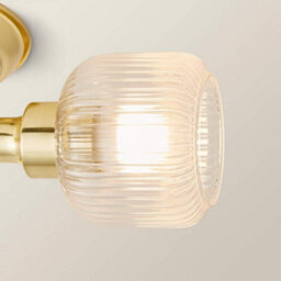 Valuelights Calpe 3 Way Brushed Gold Adjustable Ceiling Spotlight With Ribbed Clear Shades And Bulbs - thumbnail 4