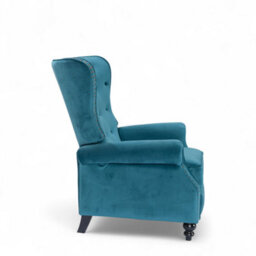 Velvet Teal Buttoned Wingback Recliner Chair - thumbnail 6