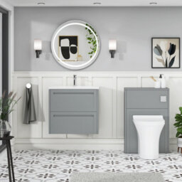 Royal Bathrooms Elmore 600mm Traditional Wall Hung 2 Drawer Bathroom Vanity Unit With Matt Stone Basin Sink - Matt Pebble Grey - thumbnail 4