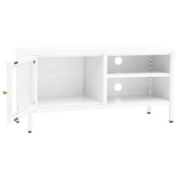Walplus Tv Cabinet White 90X30X44 Cm Steel And Glass - thumbnail 6