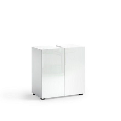 FurniComp LTD Furnicomp Vida 2 Door 600mm White Gloss Free Standing Under Sink Bathroom Cabinet - image 1