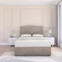 "Sloomy 4Ft6  Kansas Divan Bed Base Pebble Plush ,4 Drawers & 54"" Floor Standing Headboard - Double" - thumbnail 2