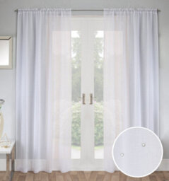 Tyrone Textiles Pair Of Jewel White Voile Panels With Sparkle Pattern And Rod Pocket Header 122 Cms