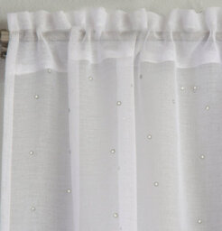 Tyrone Textiles Pair Of Jewel White Voile Panels With Sparkle Pattern And Rod Pocket Header 122 Cms - thumbnail 2