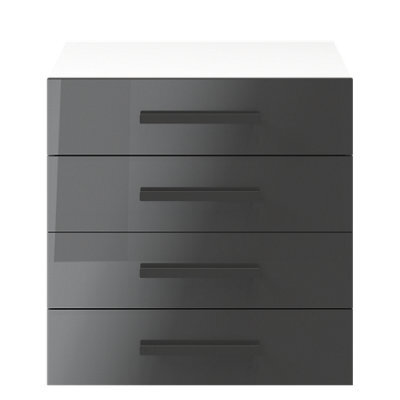 GoodHome Atomia Freestanding Gloss Anthracite & White 4 Drawer Chest Of Drawers (H)750mm (W)750mm (D)450mm - image 1