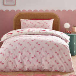 Catherine Lansfield Cherries And Bows Pink Duvet Cover Set With Pillowcase Single Bedding Set - thumbnail 2