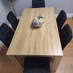 Kosy Koala Oak Effect Dining Table Set With 6 Black Velvet Chairs Dining Room Furniture - thumbnail 3