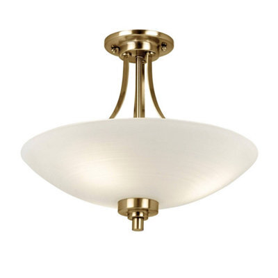 Luminosa Lighting Luminosa Welles 3 Light Flush Ceiling Light White, Antique Brass, E27 - image 1