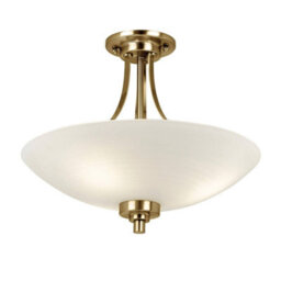 Luminosa Lighting Luminosa Welles 3 Light Flush Ceiling Light White, Antique Brass, E27