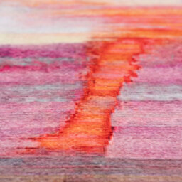 Loomed Pink & Cream Multi Colour Abstract Machine Washable Soft Area Rug 60Cm X 240Cm - thumbnail 4