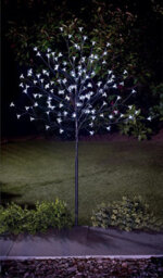 Spot On Dealz 4 Ft Cherry Blossom Tree Outdoor Christmas Decorations 128 Led Tree Lights With Metal Flat Base Garden Ornaments For Home Xmas - thumbnail 1