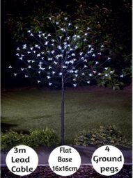 Spot On Dealz 4 Ft Cherry Blossom Tree Outdoor Christmas Decorations 128 Led Tree Lights With Metal Flat Base Garden Ornaments For Home Xmas - thumbnail 5