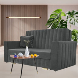 Dark Grey Viva Glam Iii 3 Seater Sofa Bed With Storage Compartment And Wooden Legs