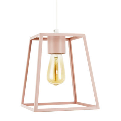 Happy Homewares Industrial Lantern Lamp Shade In Matte Pink With Square Top And Bottom - image 1