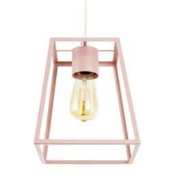 Happy Homewares Industrial Lantern Lamp Shade In Matte Pink With Square Top And Bottom - thumbnail 5