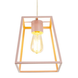 Happy Homewares Industrial Lantern Lamp Shade In Matte Pink With Square Top And Bottom - thumbnail 8