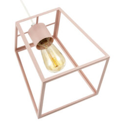 Happy Homewares Industrial Lantern Lamp Shade In Matte Pink With Square Top And Bottom - thumbnail 4