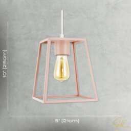 Happy Homewares Industrial Lantern Lamp Shade In Matte Pink With Square Top And Bottom - thumbnail 7