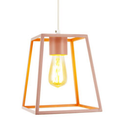 Happy Homewares Industrial Lantern Lamp Shade In Matte Pink With Square Top And Bottom - thumbnail 2