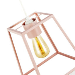 Happy Homewares Industrial Lantern Lamp Shade In Matte Pink With Square Top And Bottom - thumbnail 3