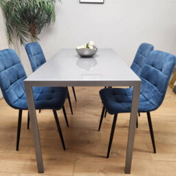 Kosy Koala Modern Rectangle Grey Glass Dining Table Set With 4 Blue Velvet Chairs Dining Room Furniture - thumbnail 7