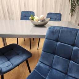 Kosy Koala Modern Rectangle Grey Glass Dining Table Set With 4 Blue Velvet Chairs Dining Room Furniture - thumbnail 4