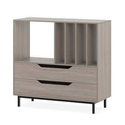 Gainoom Grey Record Player Stand Mid Century Turntable Stand Record Storage Cabinet - image 1
