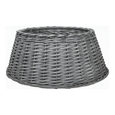 Natural Grey Wicker Christmas Tree Skirt 50Cm Top 60Cm Bottom 26Cm Height - Medium - image 1