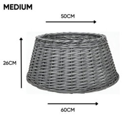 Natural Grey Wicker Christmas Tree Skirt 50Cm Top 60Cm Bottom 26Cm Height - Medium - thumbnail 2
