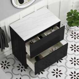 Royal Bathrooms Royal Bathroom Elmore 800mm Matt Nocturne Black Freestanding Countertop Bathroom Vanity Unit 2 Drawer With Round Basin - thumbnail 6