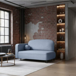 Solo Sofa Bed With Sleeping Function And Storage Compartment Polyurethane Foam Wooden Metal Legs 162X93X97Cm Light Blue Left