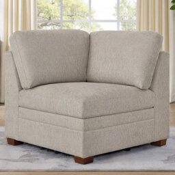 Xample Thomasville Tisdale Taupe Fabric Corner Chair, Pocket Coil Seat Cushion, Removable Back Cushions, Solid Wood Legs, Modular Seating - thumbnail 1