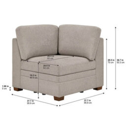 Xample Thomasville Tisdale Taupe Fabric Corner Chair, Pocket Coil Seat Cushion, Removable Back Cushions, Solid Wood Legs, Modular Seating - thumbnail 2