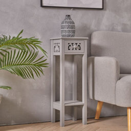 Living And Home Livingroom Bedroom French Style 1 Drawer Grey Wooden Console Table 73Cm H