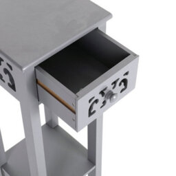 Living And Home Livingroom Bedroom French Style 1 Drawer Grey Wooden Console Table 73Cm H - thumbnail 4
