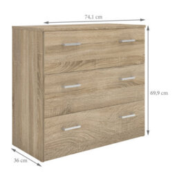Wyld Haus Berlin Light Oak Effect 3-Drawer Chest - Compact Matt Finish - thumbnail 8