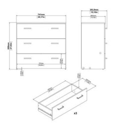 Wyld Haus Berlin Light Oak Effect 3-Drawer Chest - Compact Matt Finish - thumbnail 9
