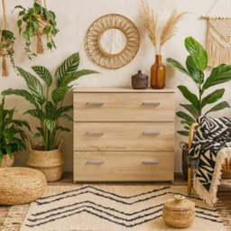 Wyld Haus Berlin Light Oak Effect 3-Drawer Chest - Compact Matt Finish - thumbnail 1