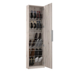FurniComp LTD Furnicomp Reflex Oak Tall Mirrored Shoe Cabinet - thumbnail 2