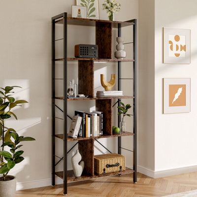 Thehotsale 5 Tier Bookcase Display Rack Bookshelf Industrial Standing Book Storage Organizer - image 1