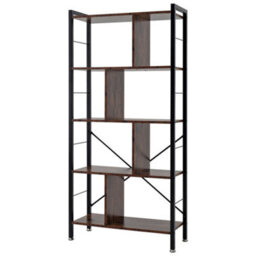 Thehotsale 5 Tier Bookcase Display Rack Bookshelf Industrial Standing Book Storage Organizer - thumbnail 4