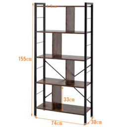 Thehotsale 5 Tier Bookcase Display Rack Bookshelf Industrial Standing Book Storage Organizer - thumbnail 7