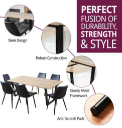 Hallowood Furniture Dudley Dinning Table 1.5M With 6 Black Bonded Leather Chairs - thumbnail 2
