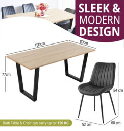 Hallowood Furniture Dudley Dinning Table 1.5M With 6 Black Bonded Leather Chairs - thumbnail 3